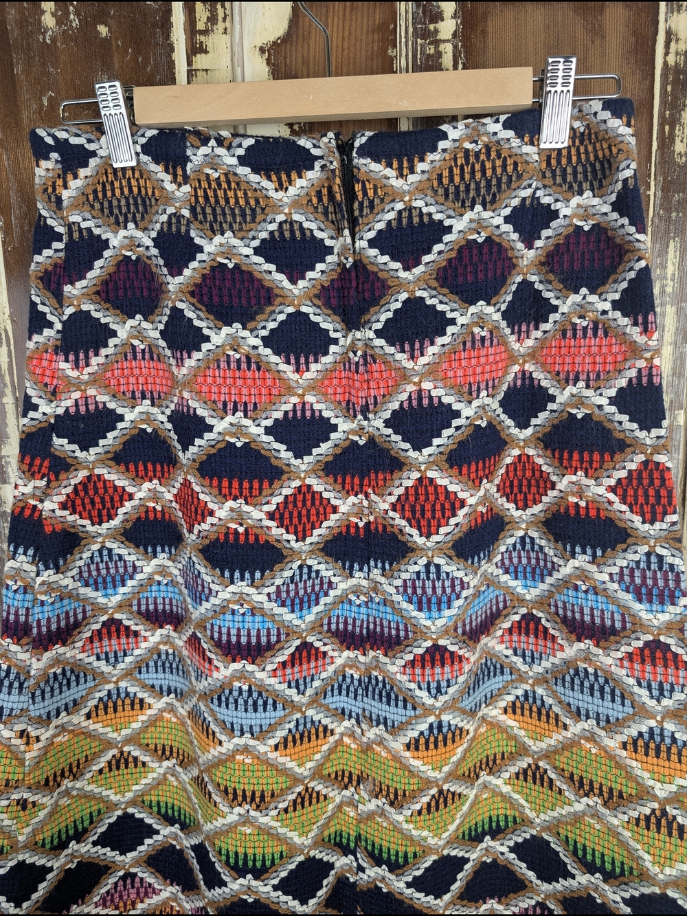 Handmade Multicolor Woven Geometric Boho Maxi Skirt Western Festival Size M - Picture 9 of 9